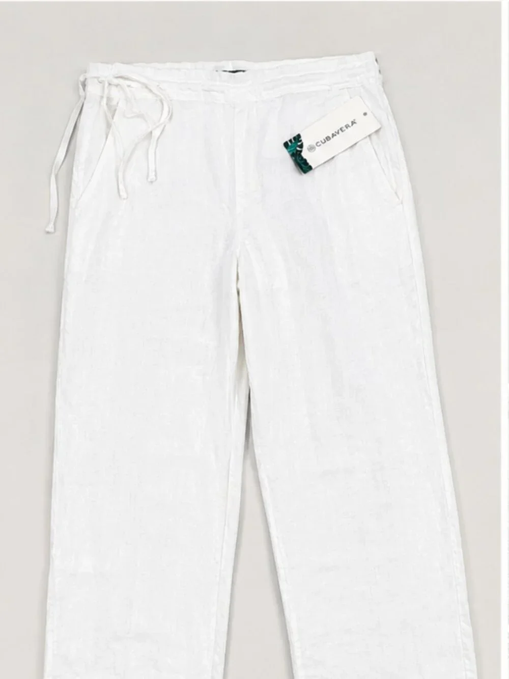 Cubavera Men's White Linen Drawstring Resort Pants XXL NWT